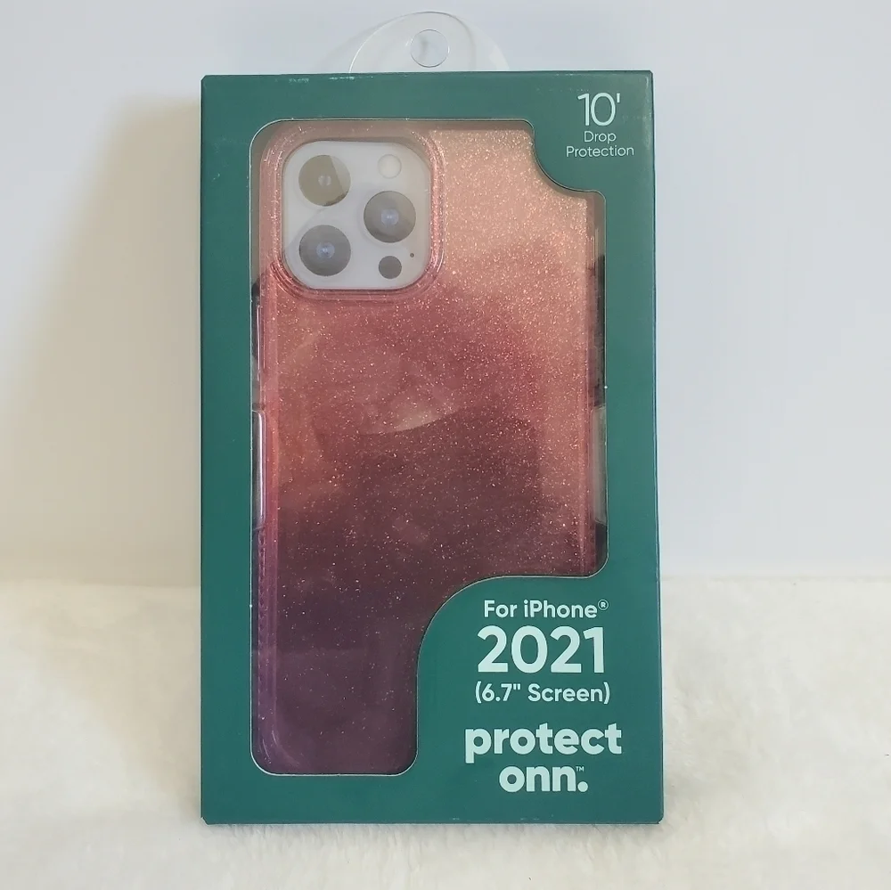 ONN. Purple Pink Red Glitter Ombre IPhone 2021 6.7